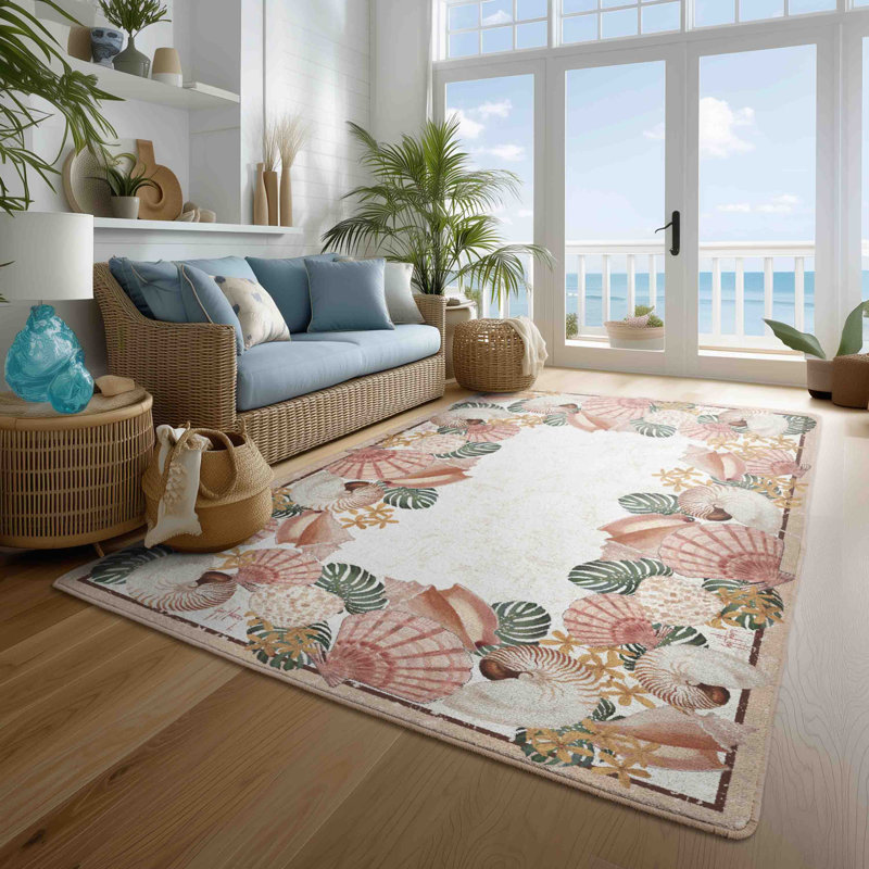 Tapis à motif floral Guy Harvey, Rectangle 5 pi 4 po x 7 pi 8 po
