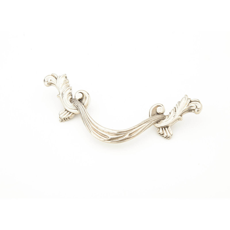 French Court Drop Handle, White Brass