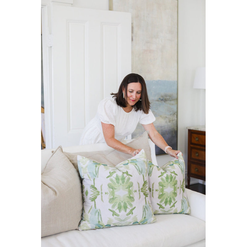 Wildflowers I Large Repeat Luxury Throw Pillow, Blue/Sage Green Floral, 22"H x 22"W