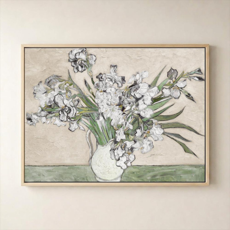  Irises par Vincent Van Gogh - Impression sur toile, H 36 po x l 48 po, Cadre plat flottant, Bouleau