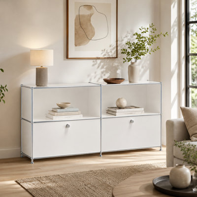 Buffet modulaire en métal avec classeur à 2 niveaux