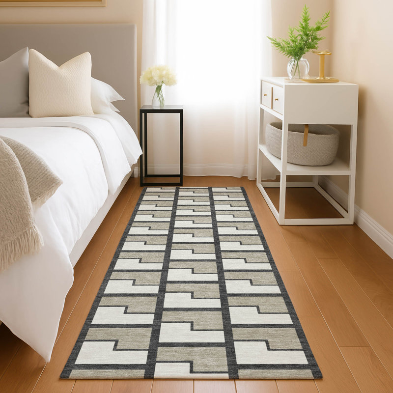 Machine Washable Indoor/Outdoor Lipman ACN2416 Geometric Rug, Runner 2'3" x 7'6"