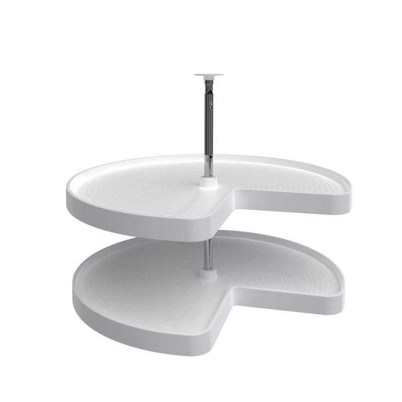 Plateau tournant à 2 tablettes en polymère pour armoires d'angle, L 32 po, Blanc