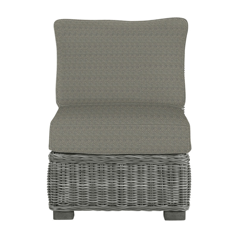 Rustic Woven Sectional Slipper Chair, Slate Gray, No Welt, Intermix Bark