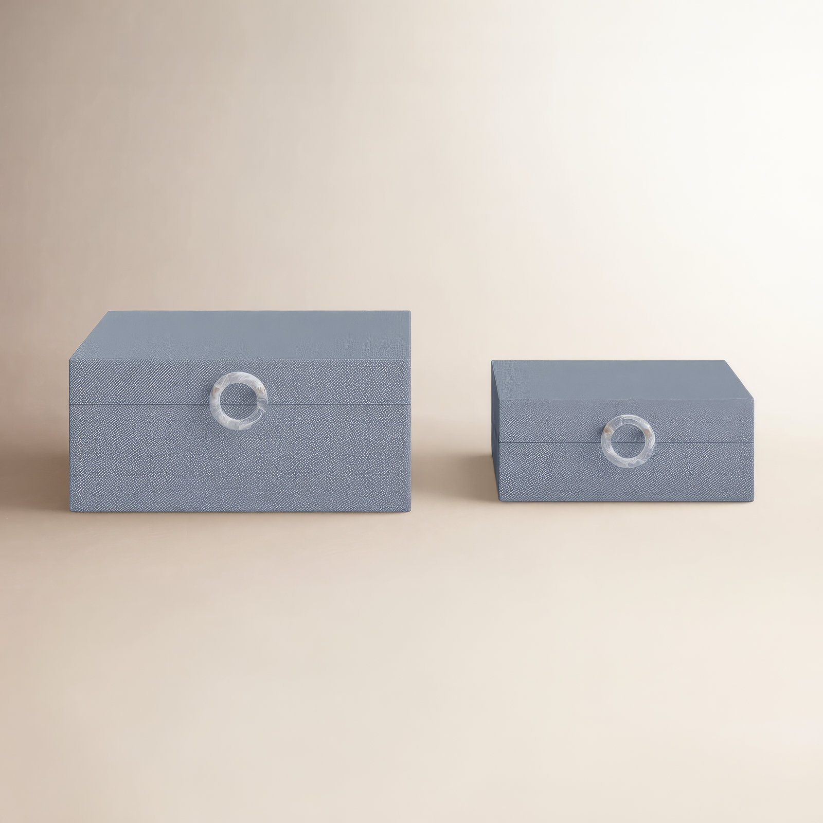 Sagebrook Home Fawn Sophisticated Set of Two Decorative Boxes - MDF, Velvet Lining, and Metal Accents for Elegant Home Storage Solutions