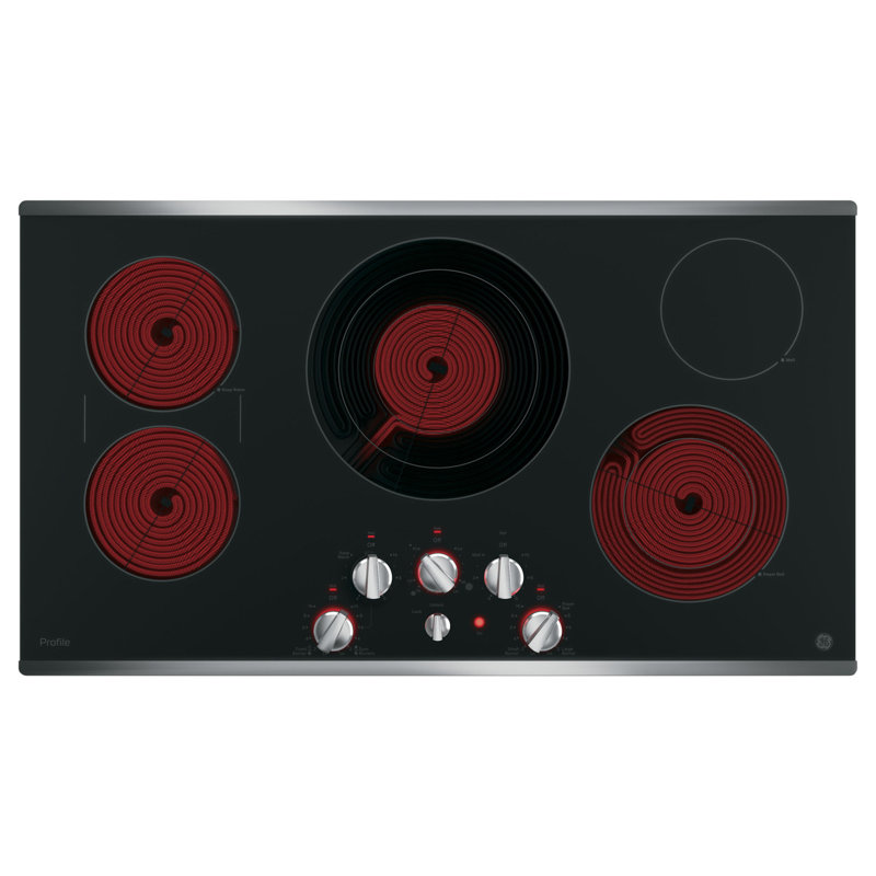 Plaque de cuisson électrique avec 5 brûleurs, Acier inoxydable
