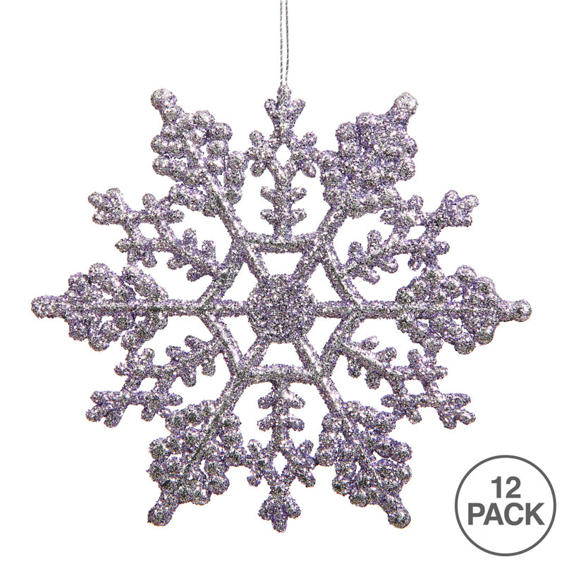 Ornement en forme de flocon de neige scintillant, Argent, l 8 po x P 8 po