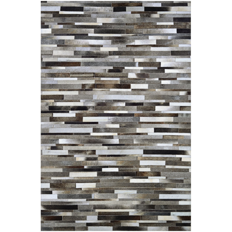 Tapis gris en peau de vache Ashlie, Rectangle 2 pi x 4 pi