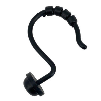 12 Piece Set - Matte Black Heavy Duty Shower Curtain Hooks Rings Rustproof Metal