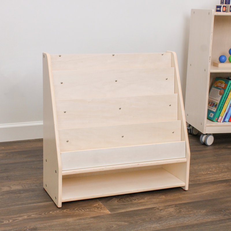 Angeles Birch Mobile 4-Shelf Book Display with Storage