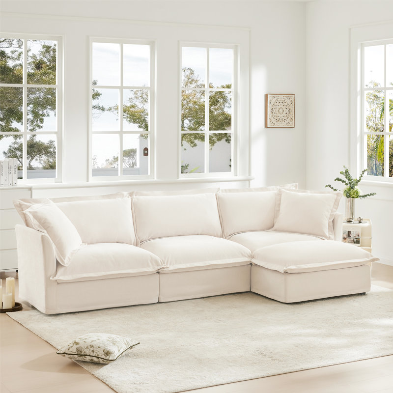 Canapé modulaire en bois à assise profonde, siège spacieux