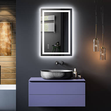 Aevar Super Bright Double LED Lights Anti-Fog Bathroom / Vanity Mirror with Tempered Glass & ETL Orren Ellis Size: 88 x 38