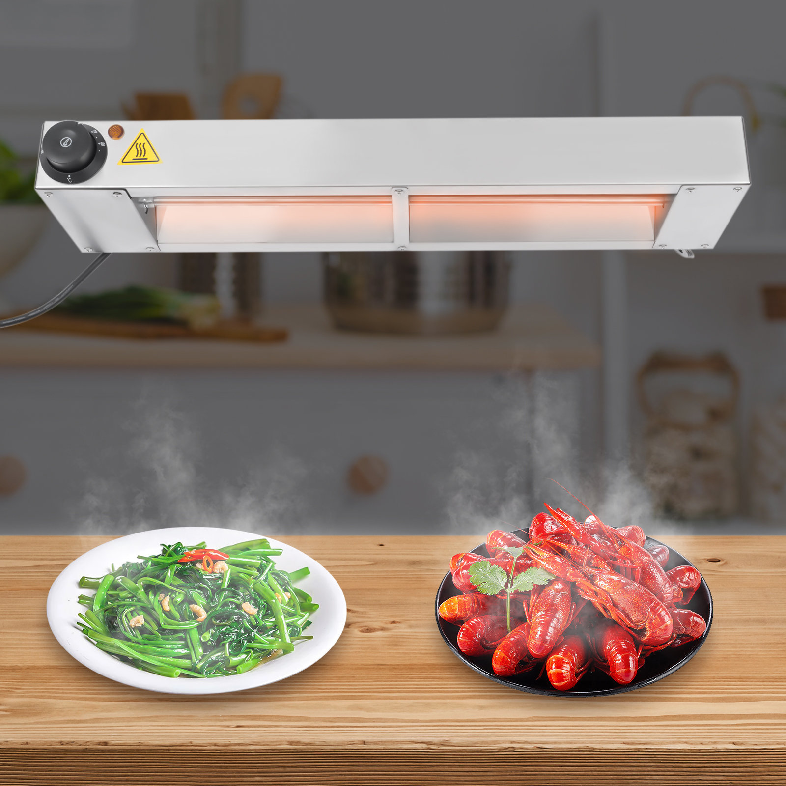 DENFER 24'' 500W Infrared Overhead Food Heat Strips & Warmer Lamp