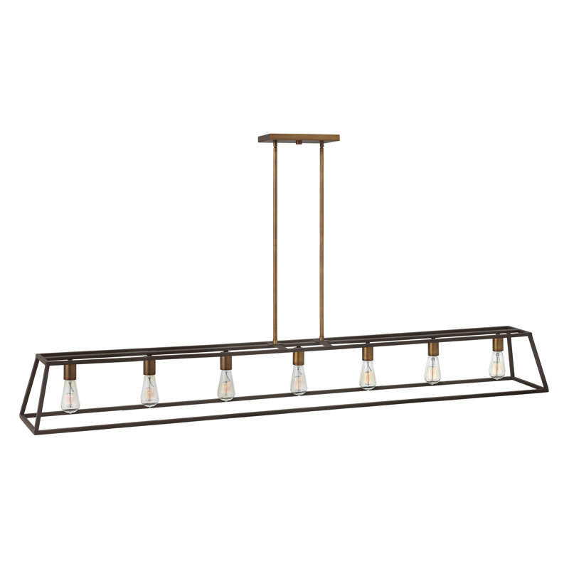 Bronze 65" Industrial Cage Linear Chandelier