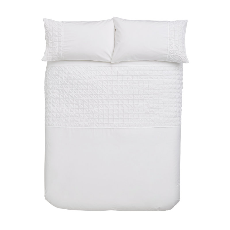 Origami 200 TC Duvet Cover Set, Kingsize Duvet Cover + 2 Standard Pillowcases, White
