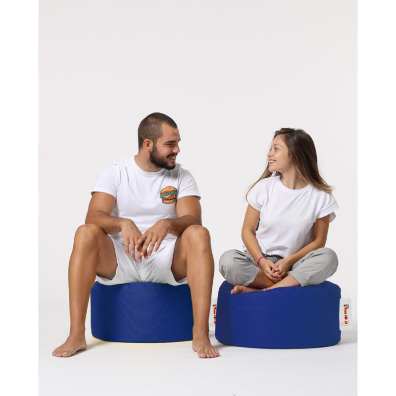 Pouf de jardin de qualité supérieure, bleu uni, 21,7 po de diamètre x 11,8 po de hauteur | Tissu 100% polyester imperméable, 100% mousse de styromousse originale | Fermeture à glissière dissimulée, supportant jusqu'à 440 lb, parfaite pour une détente extérieure moderne
