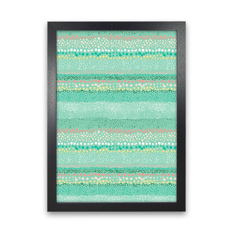 Little Textured Minimal Dots Green - Print, Black Framed, 46cm H x 34cm W x 3cm D