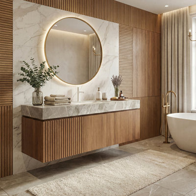 48" Wall-Mounted Vanity With Sintered Stone Top & Ceramic Sink, Storage Cabinet With 1 Drawer & Soft-Close Door