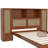 Wooden Bed With Two Storage Lockers, Drawer, And Storage Shelf On Headboard, Multifunctional Platform Bed With Natural Rattan-1915178840