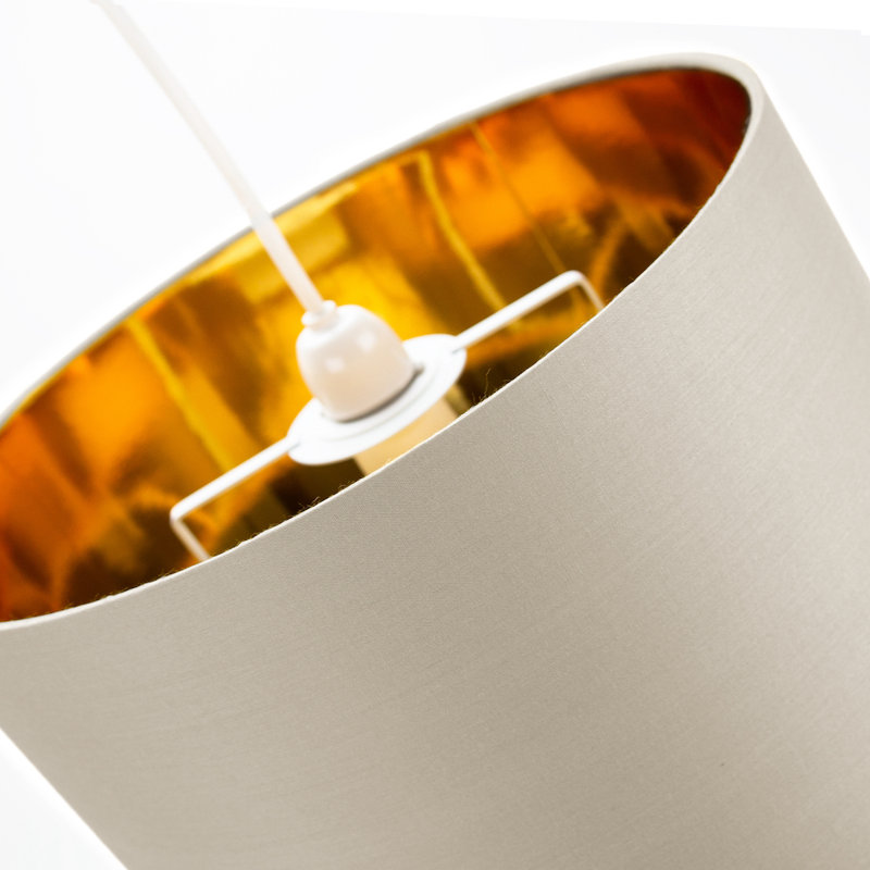Contemporary Cotton Lamp/Light Shade with Shiny Paper Inner, 18cm H x 25cm W x 25cm D, Cream