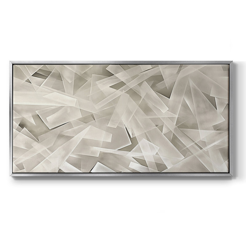 Série abstraite-CXI- galerie encadrée - prête à être accrochée, H 21 po x l 41 po, Argent argent