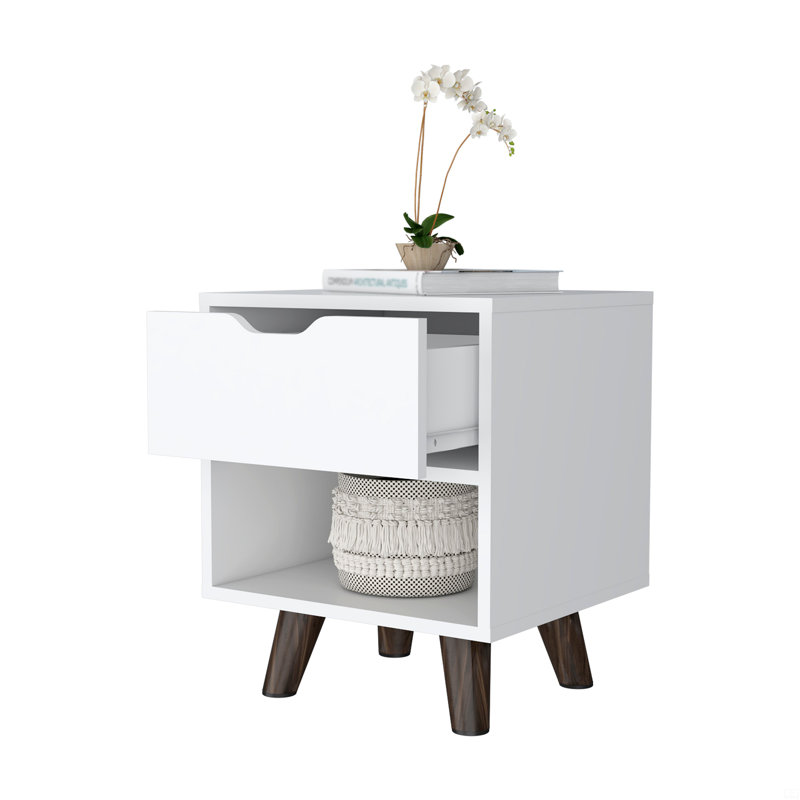 1-Open Storage Shelf Nightstand, White