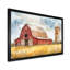 Grange rouge et jaune avec silo patiné - Tableau encadré représentant une ferme ou un ranch-1098187686-1309371812