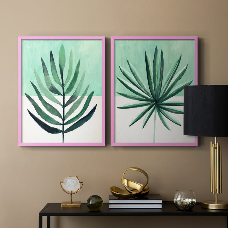 Verging Palm III - reproduction encadrée de qualité supérieure - prête à être accrochée - aucun clou requis - aucun clou requis