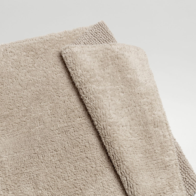 Reversible 100% Cotton Rectangle Bath Rug, Stone