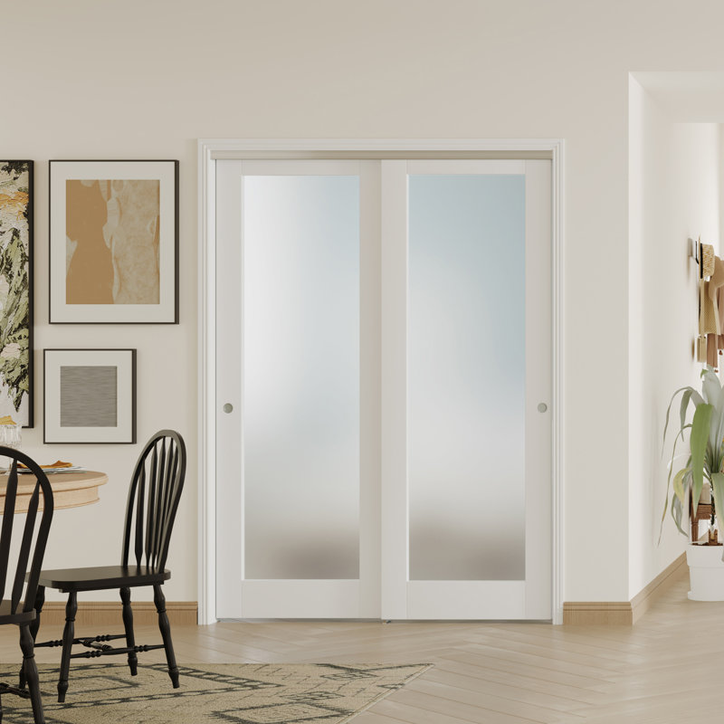 2 portes intérieures en panneau de fibres à densité moyenne avec quincaillerie en aluminium pour porte coulissante en verre givré Lite Lite