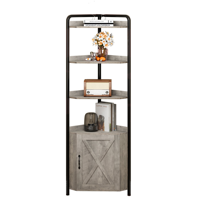 180.01cm H x 42.85cm W Metal Corner Bookcase