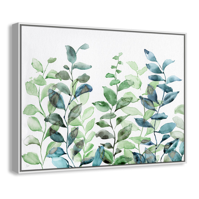 Cascade encadrée sur toile par Nan, H 31,5 po x l 41,5 po x P 2 po, Blanc