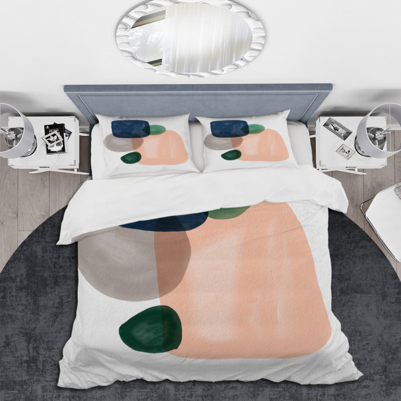 White/Blue/Orange Microfiber Duvet Cover Set, Twin Duvet Cover + 1 Standard Sham