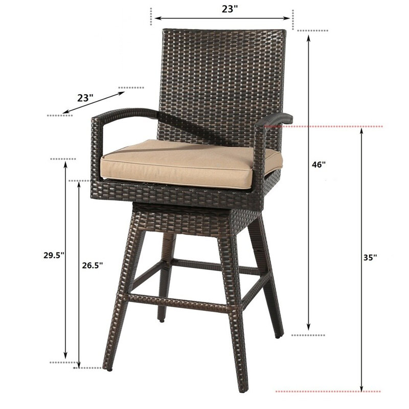 Tabouret de bar 46 po avec coussin Alzado
