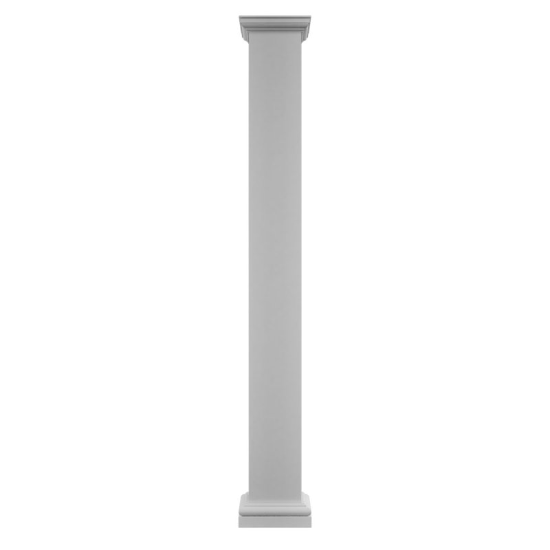Colonne carrée classique en PVC lisse non effilée Craftsman, base standard et base standard, H 96 po x l 9,63 po