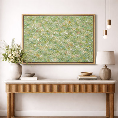 Abstract Green Floral Impressionist Field Artwork, Elegant Living Room Pictures, Framed Canvas Giclee Print Wall Art