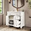 Meuble-lavabo autoportant de style Mid-Century, 90,4 cm (35,6 po), blanc, imperméable et design, tiroirs de rangement, lavabo profond, base à colonnes romaines, bois massif, poignées en métal, résistant à l'usure.