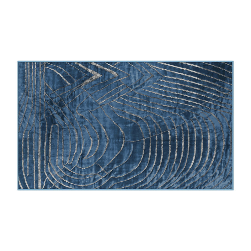 Machine Washable Blue Area Rug, Rectangle 3' x 5'