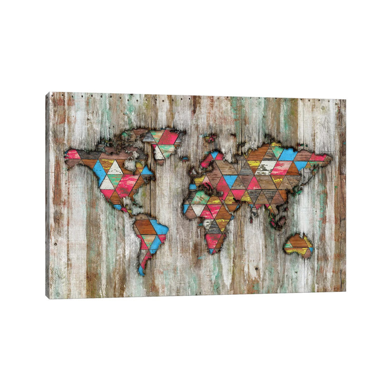 Rural World Map by Diego Tirigall - Wrapped Canvas Print, 20.32 cm H x 30.48 cm W