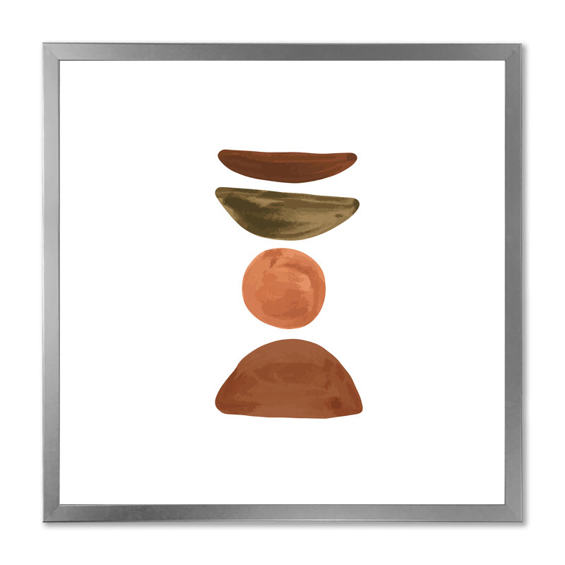 Minimal demi-lune et orange pleine lune - Impression sur toile, H 36 po x l 36 po x P 1 po, Cadre photo argenté