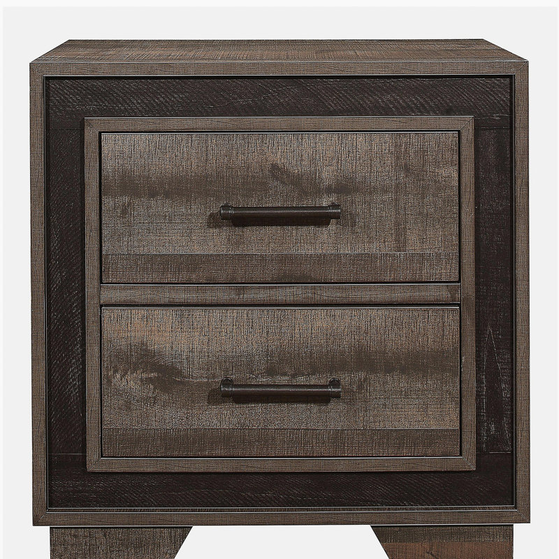 Rustic Style 1pc Nightstand Two-Tone Finish Embossed Faux-Wood Bed Side Table Bedroom Furniture