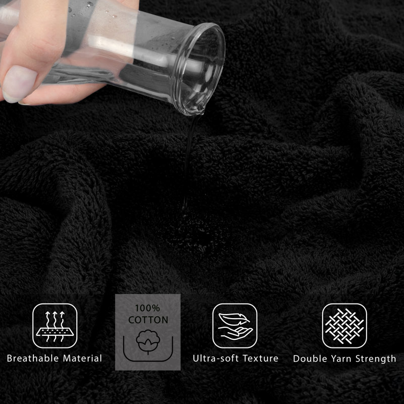 Grand drap de bain 100% coton 2 pièces Bekos Collection, Noir