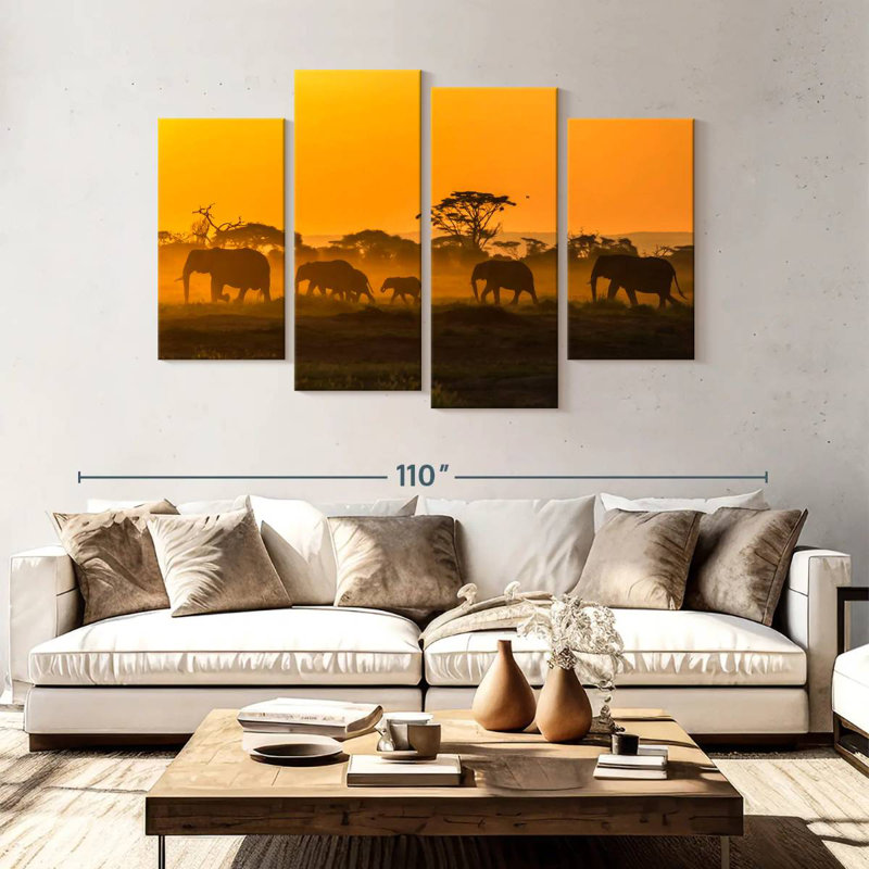 Brampt Amboseli Elephants, 54" H x 84" W