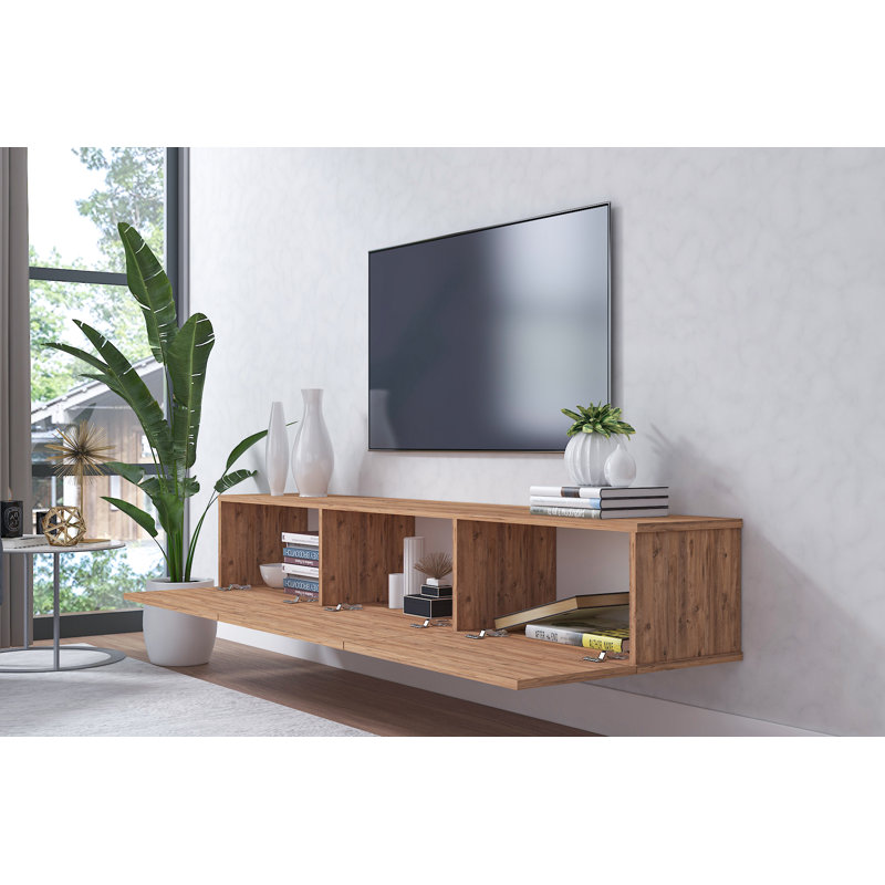 Ozge Modern 71" Floating TV Stand with Storage  Wall-Mounted Media Console for TVs up to 80", Ciragan
