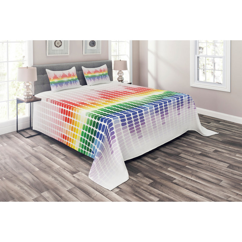 Music Modern & Contemporary Geometric Shapes Coverlet, King Bedspread + 2 Shams