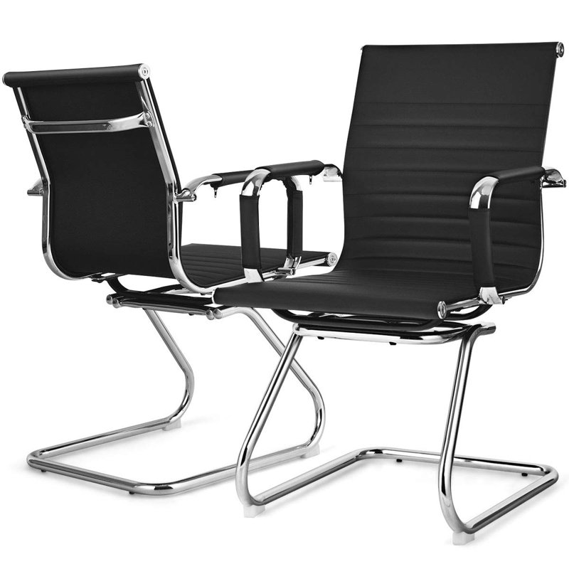 Chaise de salle d'attente empilable en cuir avec structure en métal