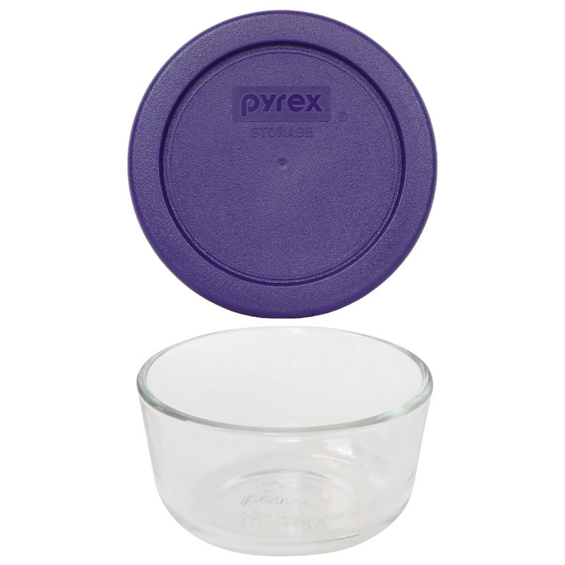 (1) bol en verre de 1 tasse Pyrex (1) et (1) couvercle en verre de 1 tasse 7202-PC, Mauve prune