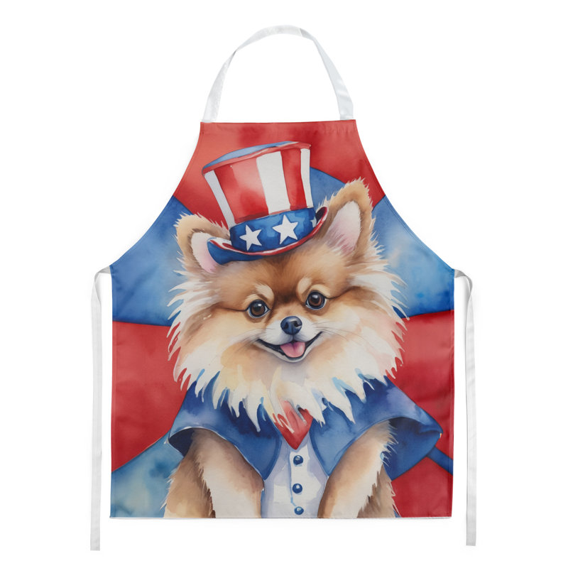 Patriotic American Apron, Brown Pomeranian