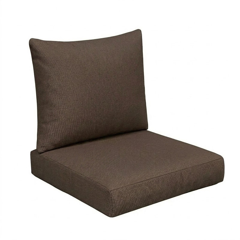 Sunbrella Outdoor Solid Knife Edge Deep Seating Pillow and Cushion Set, Sunbrella - Canvas Java, 23 in W x 27 in D x 5 in H