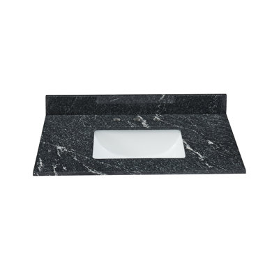 Comptoir de meuble-lavabo en granite noir 31 po avec évier et dosseret